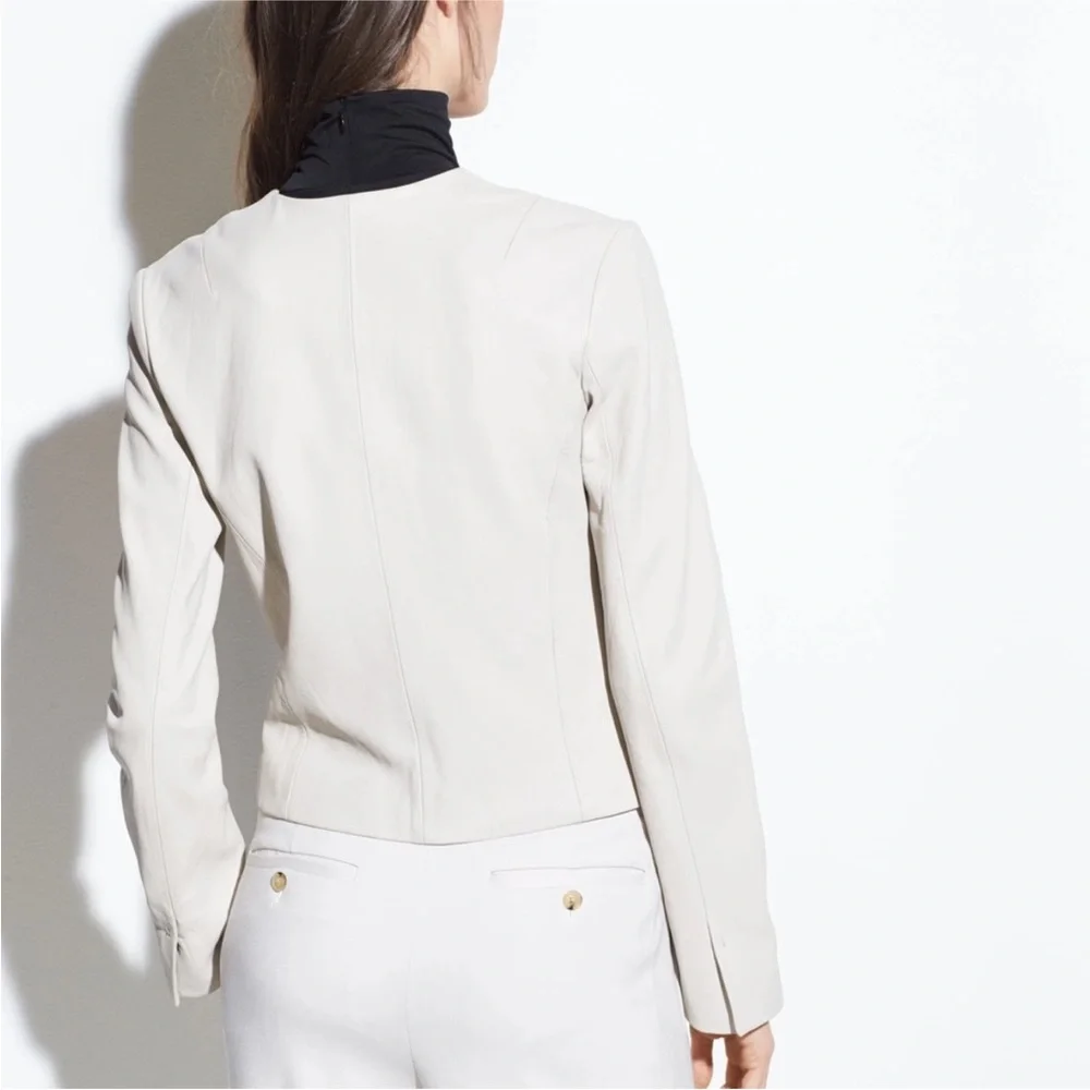 Vince Cross Front Leather Jacket in Greystone | M - Picture 3 of 8